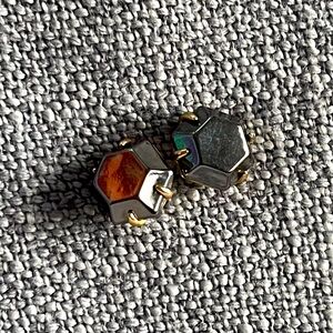 Stella & Dot Hexagon Hematite Stud Earrings